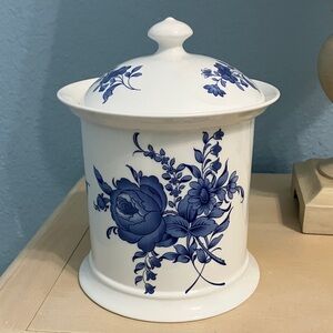 Vintage SPODE Blue Floral Porcelain Italian Biscuit Canister